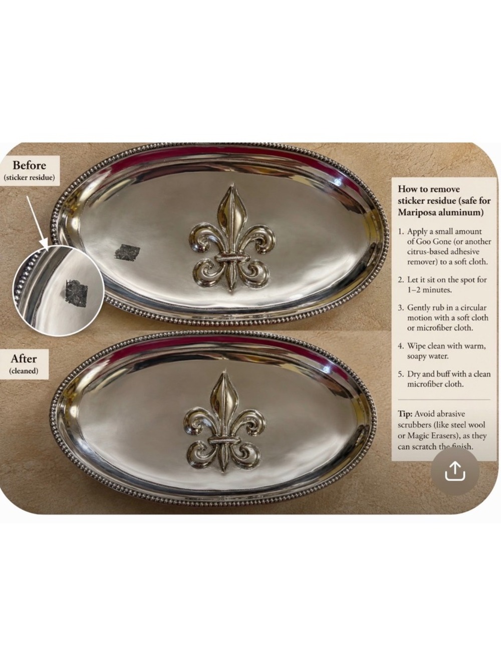 Mariposa Saint Cloud Fleur de Lis Large Aluminum Serving Tray 19"